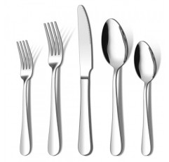 20피스 은식기 세트, ENLOY 스테인레스 스틸 식기류 수저 세트, 4인용 주방용품 세트 서비스, 나이프 포크 스푼 포함, 광택 거울, 식기세척기 사용 가능