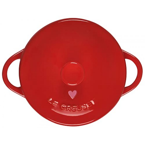 Le Creuset L'Amour 컬렉션 스톤웨어 미니 라운드 캐서롤, 8온스, 하트 아플리케가 있는 연홍색