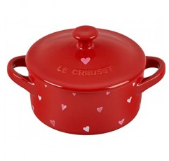 Le Creuset L'Amour 컬렉션 스톤웨어 미니 라운드 캐서롤, 8온스, 하트 아플리케가 있는 연홍색