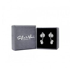 SOFIA MILANI - 20994 여성용 귀걸이 925 실버 지르코니아 스톤 포함 - 진주 스터드 후프 귀걸이, 스털링 실버