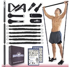 저항 밴드가 포함된 INNOCEDAR 홈 체육관 바 키트, 휴대용 체육관 전신 운동, 조절 가능한 필라테스 바 시스템, 안전한 운동 무게 세트, 남성 및 여성을 위한 홈 운동 장비