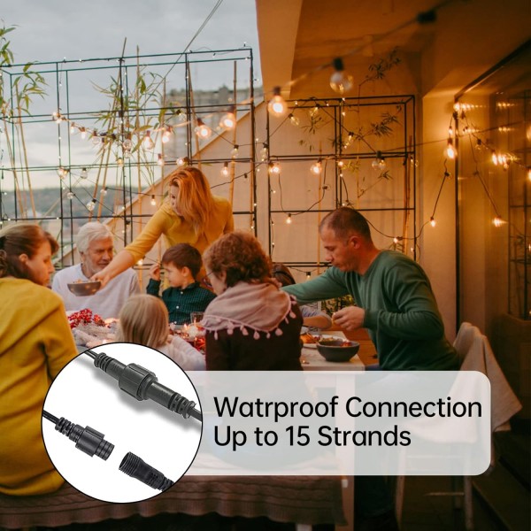 Pikapi G40 야외 연결 가능 LED 문자열 조명 50FT 꽃줄 조명 25+2 플라스틱 비산 방지 글로브 1W 전구, IP44 방수 2700K 따뜻한 흰색 파티오 조명 잡초 파티 정원