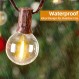 Pikapi G40 야외 연결 가능 LED 문자열 조명 50FT 꽃줄 조명 25+2 플라스틱 비산 방지 글로브 1W 전구, IP44 방수 2700K 따뜻한 흰색 파티오 조명 잡초 파티 정원