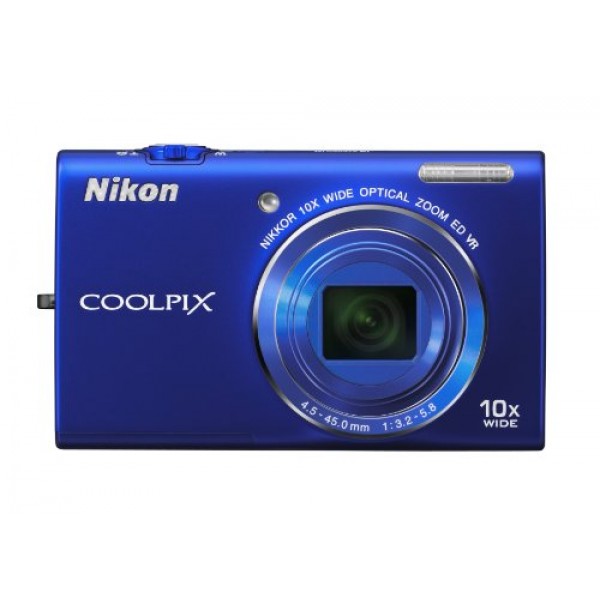 Nikon COOLPIX S6200 16MP 디지털 카메라, 10배 광학 줌 NIKKOR ED 유리 렌즈 및 HD 720p 비디오(블루)