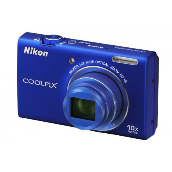 Nikon COOLPIX S6200 16MP 디지털 카메라, 10배 광학 줌 NIKKOR ED 유리 렌즈 및 HD 720p 비디오(블루)