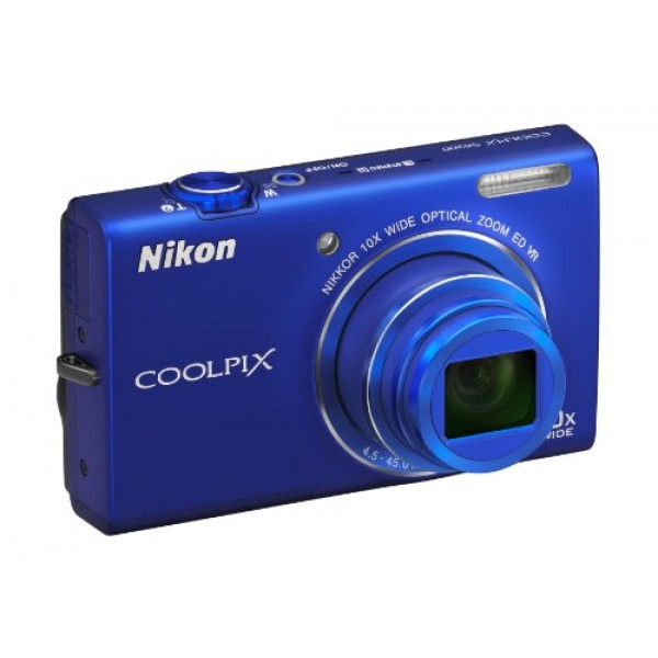 Nikon COOLPIX S6200 16MP 디지털 카메라, 10배 광학 줌 NIKKOR ED 유리 렌즈 및 HD 720p 비디오(블루)