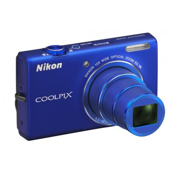 Nikon COOLPIX S6200 16MP 디지털 카메라, 10배 광학 줌 NIKKOR ED 유리 렌즈 및 HD 720p 비디오(블루)