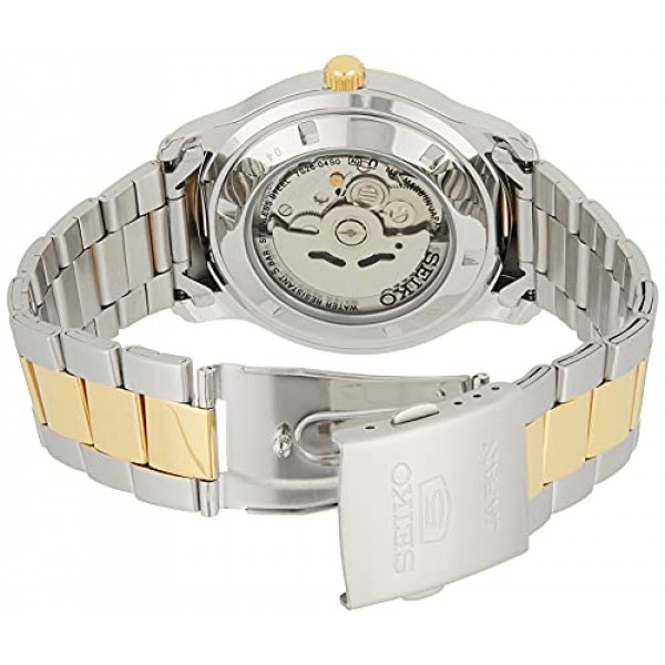 SEIKO 5 오토매틱 실버 다이얼 투톤 남성용 시계 SNKP14J1