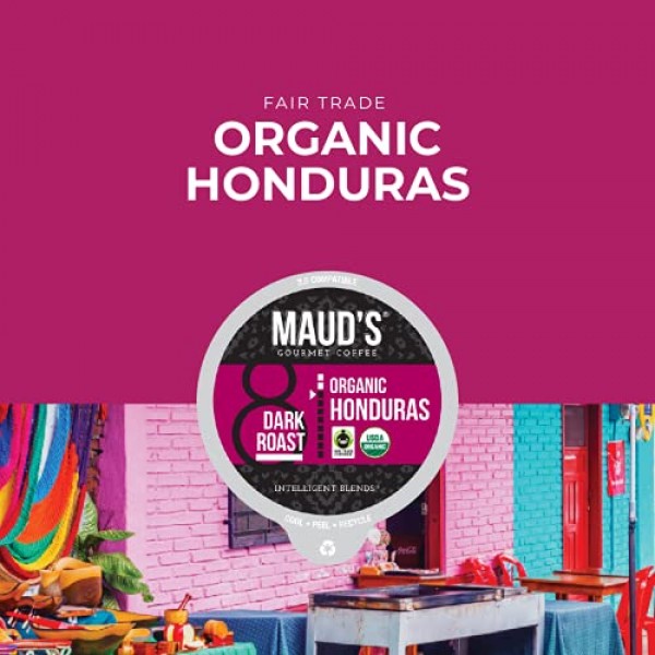 Maud's 유기농 커피 포드 버라이어티 팩, 56ct | 8가지 다양한 커피 맛 | 100% 유기농 아라비카 로스팅 커피 | Keurig K 컵 메이커와 호환되는 태양 에너지 생산 재활용 가능 포