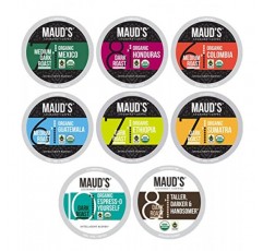 Maud's 유기농 커피 포드 버라이어티 팩, 56ct | 8가지 다양한 커피 맛 | 100% 유기농 아라비카 로스팅 커피 | Keurig K 컵 메이커와 호환되는 태양 에너지 생산 재활용 가능 포