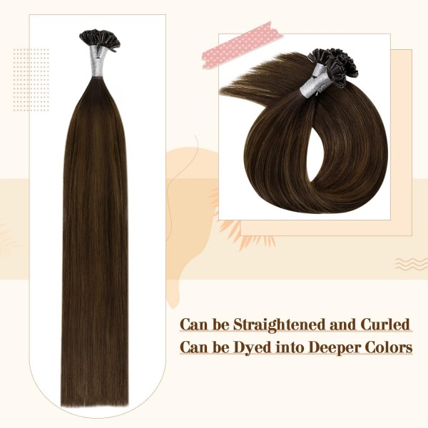 Vivien Keratin U-Tip Bonding Human Hair Balayage 18inch/45cm Balayage Darkest Brown to Light Brown and Brown #2/8/2 네일 팁 Human Hair Bonding 50g/50s 1g Per Strand Hair Extensions 3.u tip#2/8/2 45cm