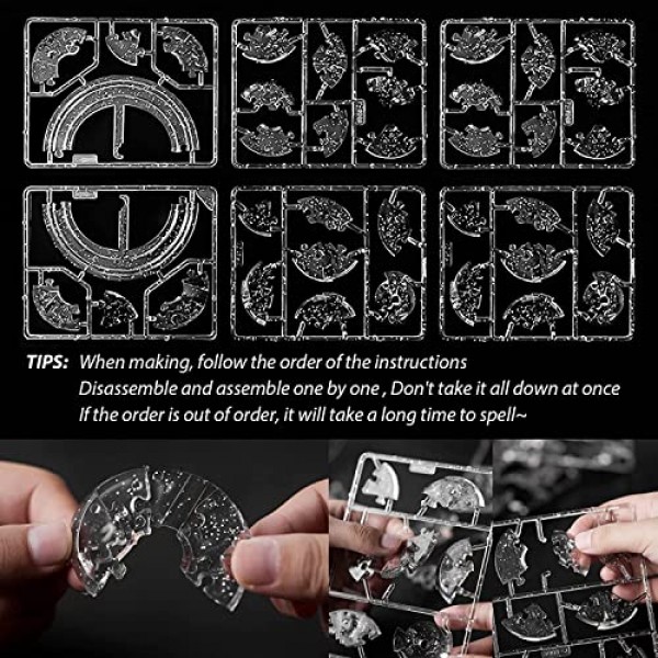 3D 크리스탈 퍼즐, 3D 토성 퍼즐 DIY 조립 브레인 티저(라이트업 목재 베이스 포함), 플라스틱 크리스탈 퍼즐 재미있는 모델 장난감 선물 장식 성인 및 어린이 14세 이상, 