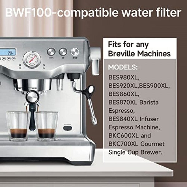 Breville BWF100 BWF100NA BES980XL BES920XL BES900XL BES860XL BES870XL Barista Espresso, BES840XL BKC600XL BKC700XL, 12PACK 용 ICEPURE 커피 머신 워터 필터 교체