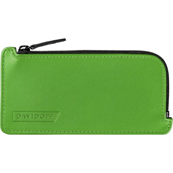 DAVIDOFF 파리 동전 수납 공간이 있는 카드 케이스 블랙/그린 - 고급 가죽으로 엠보싱 처리된 모던한 지갑 - 3개의 슬롯과 지퍼 포켓이 있는 신용 카드 케이스