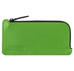 DAVIDOFF 파리 동전 수납 공간이 있는 카드 케이스 블랙/그린 - 고급 가죽으로 엠보싱 처리된 모던한 지갑 - 3개의 슬롯과 지퍼 포켓이 있는 신용 카드 케이스