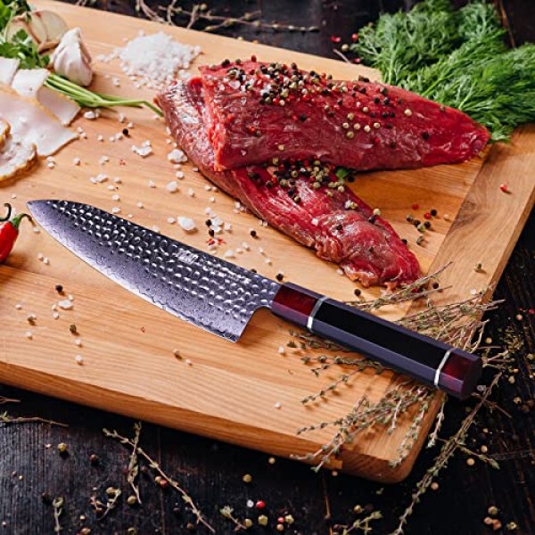 FINDKING Eternity 시리즈 일본 요리사 칼(ABS 외장 포함), 전문 주방 칼, 9Cr18MoV 다마스커스 강철 칼날, 수지 팔각형 손잡이, 날카로운, 고기 절단용, 8인치