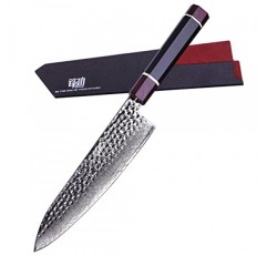 FINDKING Eternity 시리즈 일본 요리사 칼(ABS 외장 포함), 전문 주방 칼, 9Cr18MoV 다마스커스 강철 칼날, 수지 팔각형 손잡이, 날카로운, 고기 절단용, 8인치