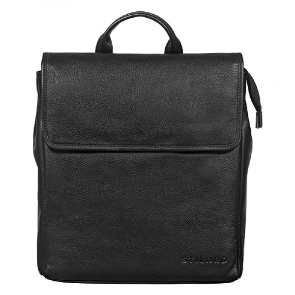 STILORD Misha 모던 가죽 백팩 남성용 및 여성용 남녀공용 데이팟 DIN A4 업무용 레저 비즈니스용 컴팩트 메신저 백팩 Uni Genuine Leather, black, Rucksack