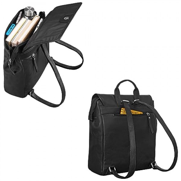 STILORD Misha 모던 가죽 백팩 남성용 및 여성용 남녀공용 데이팟 DIN A4 업무용 레저 비즈니스용 컴팩트 메신저 백팩 Uni Genuine Leather, black, Rucksack