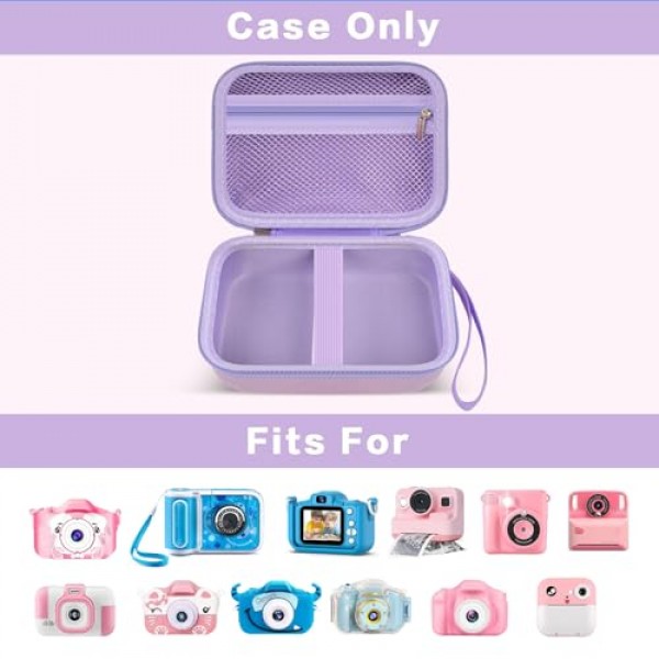VTech KidiZoom PrintCam/Creator Cam/Goopow용/Agoigo용/Dylanto용/KODAK PIXPRO WPZ2용 견고한 방수 카메라, 유아용 즉석 카메라 여행용 보관함 -박스 전용(보라색)용 어린이 카메라 케이