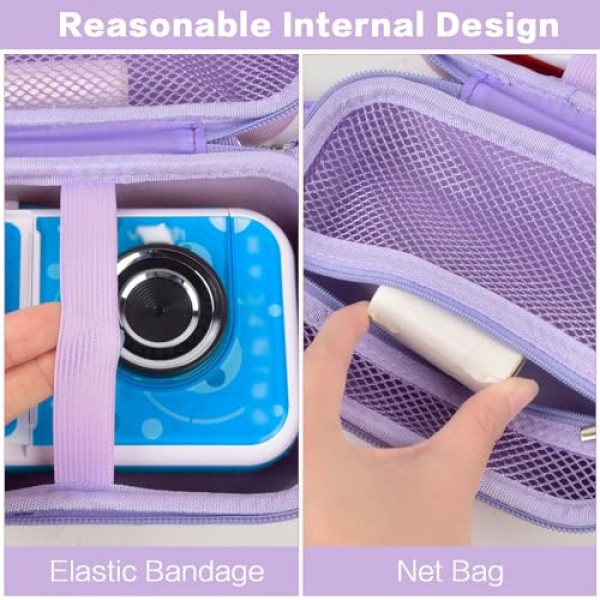 VTech KidiZoom PrintCam/Creator Cam/Goopow용/Agoigo용/Dylanto용/KODAK PIXPRO WPZ2용 견고한 방수 카메라, 유아용 즉석 카메라 여행용 보관함 -박스 전용(보라색)용 어린이 카메라 케이