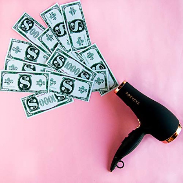 FoxyBae Blomance 프로페셔널 헤어 드라이어 - 살롱 등급 로즈 골드 및 블랙 이온 블로우 드라이어 - 세라믹 전기석 및 음이온