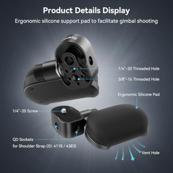 DJI RS 3/RS 3 Pro/RS 2용 SmallRig RS3 RS2 손목 지지대 무게 감소, 다양한 각도에 대한 회전 가능 디자인, QD 퀵 릴리스 버클 포함, 1/4-20 및 3/8-16 나사산 구멍 - 4248