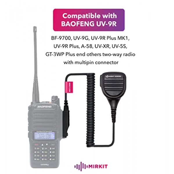 Baofeng UV-9R용 MIRKIT 헤비 듀티 숄더 스피커 마이크 Baofeng UV-9R UV-9G UV-9R Plus UV-XR UV-5S GT-3WP Plus와 호환 가능