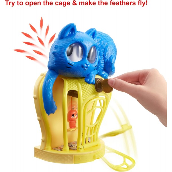 Mattel Games GVK24 - 5세 이상의 어린이를 위한 장난감 고양이와 우리에 갇힌 새가 있는 어린이를 위한 