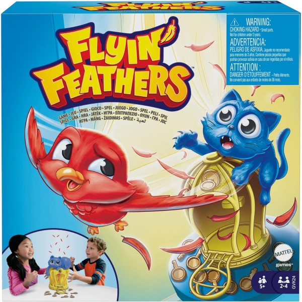 Mattel Games GVK24 - 5세 이상의 어린이를 위한 장난감 고양이와 우리에 갇힌 새가 있는 어린이를 위한 