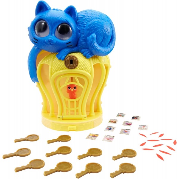 Mattel Games GVK24 - 5세 이상의 어린이를 위한 장난감 고양이와 우리에 갇힌 새가 있는 어린이를 위한 