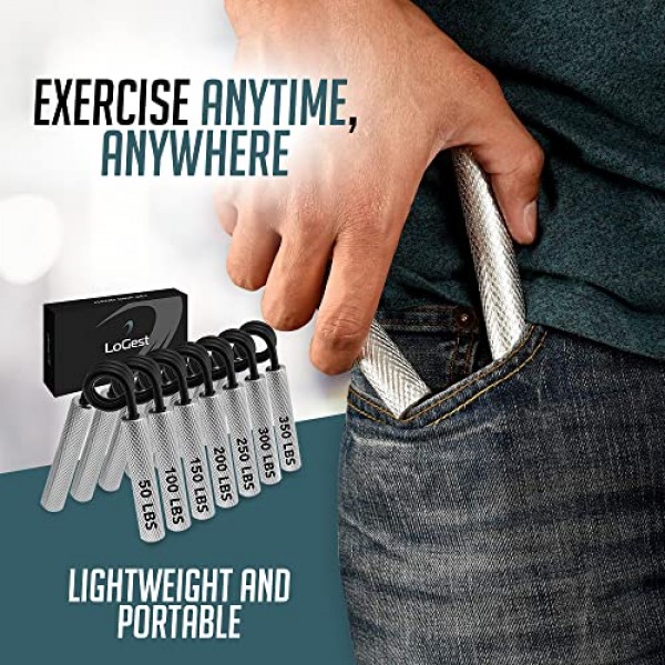 Logest 메탈 핸드 그립 세트, 100LB-350LB 6 팩 50LB-350LB 7 팩 선물 상자 포함 미끄럼 방지 헤비듀티 그립 강화제, 훌륭한 손목 및 팔뚝 손 운동기, 홈 체육관, 핸드 그리퍼 그