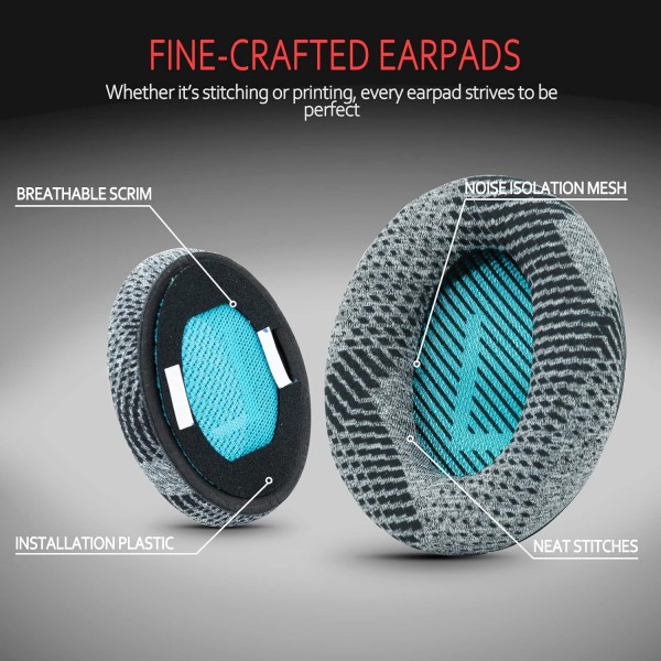 Bose QuietComfort 35 ii / QC35 /QC25 /QC2 /QC15 /Ae2i /Ae2w /SoundTrue & SoundLink Fabric & M Emory Foam by Krone Kalpasmos - 그레이 그레이 패턴에 적합한 전문 Bose 헤드폰 교체용 이어패드