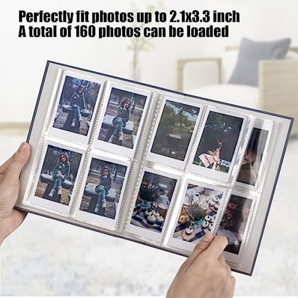 사진 앨범 2X3 160 포켓 Fujifilm Instax Mini 11 12 9 7+ 40 Evo Liplay 90 8 인스턴트 카메라/미니 링크 SP-1 프린터와 호환 가능, Polaroid Zink/Mint Zip 인스턴트 카메라와 호환 가능