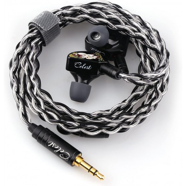 Linsoul Kinera Gumiho 10mm SPD 평면 드라이버 + 1BA 3D 인쇄 캐비티가 있는 이어폰 모니터, 탈착식 0.78mm 2Pin 은도금 합금 구리 케이블 IEM(검은색)