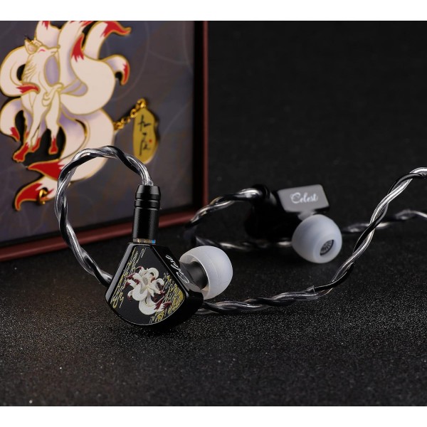 Linsoul Kinera Gumiho 10mm SPD 평면 드라이버 + 1BA 3D 인쇄 캐비티가 있는 이어폰 모니터, 탈착식 0.78mm 2Pin 은도금 합금 구리 케이블 IEM(검은색)