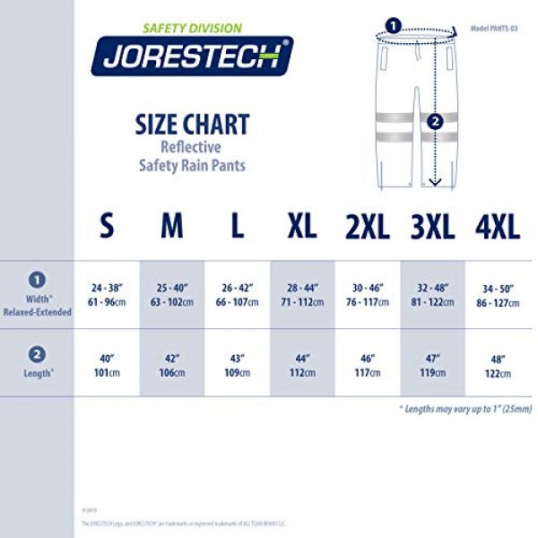 JORESTECH 경량 방수 레인 팬츠 ANSI/ISEA 107-2015 클래스 3 레벨 2 검정색 및 노란색(2X-대형)