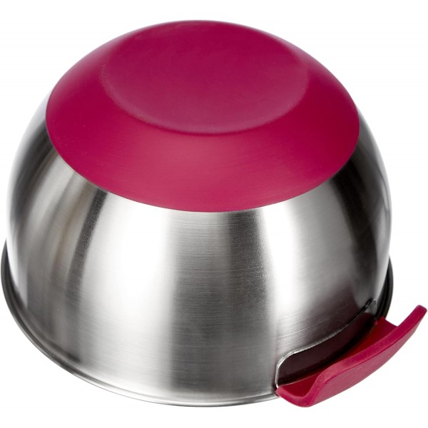 Metaltex 23514610080 Mixing Bowl 2.8 L 미끄럼 방지 스테인리스 스틸 실버 및 핑크 20 x 20 x 11.5 cm