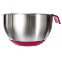 Metaltex 23514610080 Mixing Bowl 2.8 L 미끄럼 방지 스테인리스 스틸 실버 및 핑크 20 x 20 x 11.5 cm