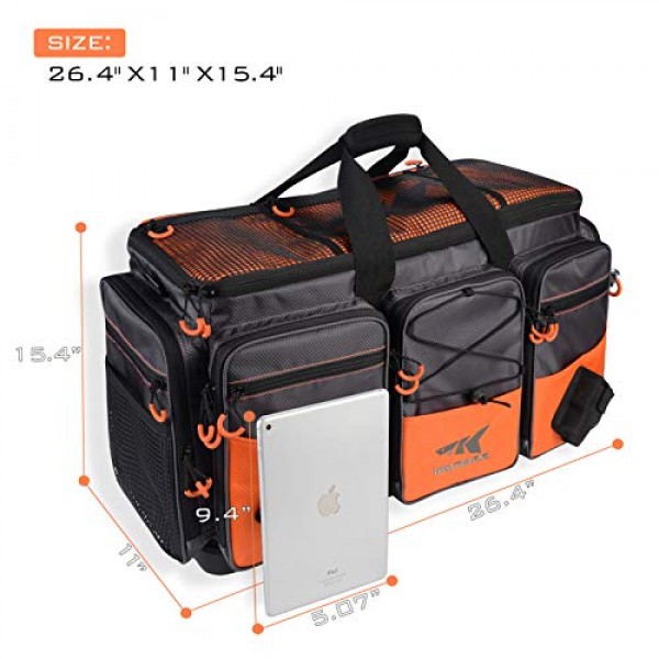 KastKing 낚시 도구 가방, 낚시 장비 가방, 내염수 낚시 도구 가방, 초대형 Hawg(C: 초대형 Hawg(트레이 없음, 26.4x11x15.4))