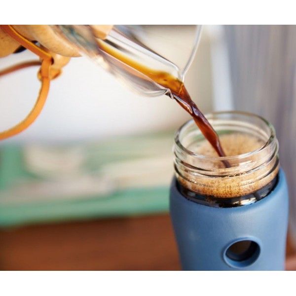 Lifefactory 16326 Cafe Collection Glas-Trinkflasche, 475ml, 청록색, 6,5 x 6,5 x 27 cm 청록색 350ml