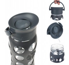 Lifefactory 16326 Cafe Collection Glas-Trinkflasche, 475ml, 청록색, 6,5 x 6,5 x 27 cm 청록색 350ml