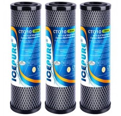 ICEPURE 1 마이크론 2.5 x 10 집 전체 CTO 탄소 침전물 필터 카트리지 DuPont WFPFC8002, WFPFC9001, SCWH-5, WHCF-WHWC, WHCF-WHWC, FXWTC, CBC-10, RO 장치, 3개 팩과 호환 가능