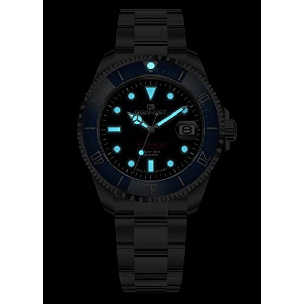 Gigandet Sea Ground 300 Ceramic Date 남성용 오토매틱 시계 - 독일산 - 세라믹 베젤 - 사파이어 글래스 - 스위스 슈퍼 루미노바 - 스테인레스 스틸 - 방수 300m / 30bar - 블루/블랙 -