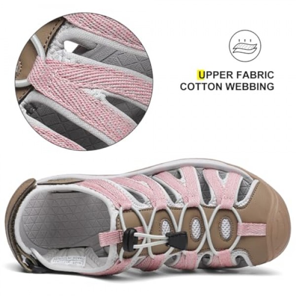 Dannto 여성용 폐쇄 발가락 하이킹 샌들 워킹 워터 샌들 컴포트 운동 스포츠 야외 샌들