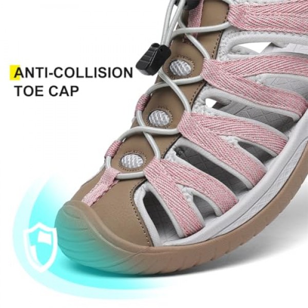 Dannto 여성용 폐쇄 발가락 하이킹 샌들 워킹 워터 샌들 컴포트 운동 스포츠 야외 샌들