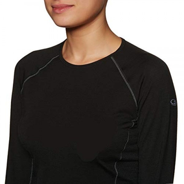 아이스브레이커 메리노 여성용 존 경량 베이스 레이어 긴 소매 크루넥 셔츠, 뉴질랜드 메리노 울