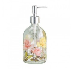 A Ting 유리 비누 펌프 디스펜서 꽃무늬 및 나비 17 온스