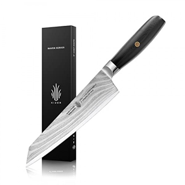 모하비 야외 8 인치 다마스커스 요리사 칼 일본 T-CO 69 레이어 다마스커스 강철 블레이드 주방 요리 Kiritsuke Knives Raven Series RE0801T