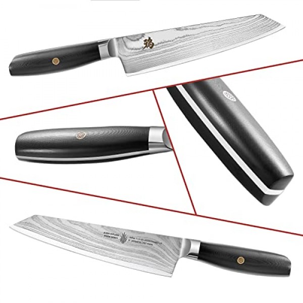 모하비 야외 8 인치 다마스커스 요리사 칼 일본 T-CO 69 레이어 다마스커스 강철 블레이드 주방 요리 Kiritsuke Knives Raven Series RE0801T